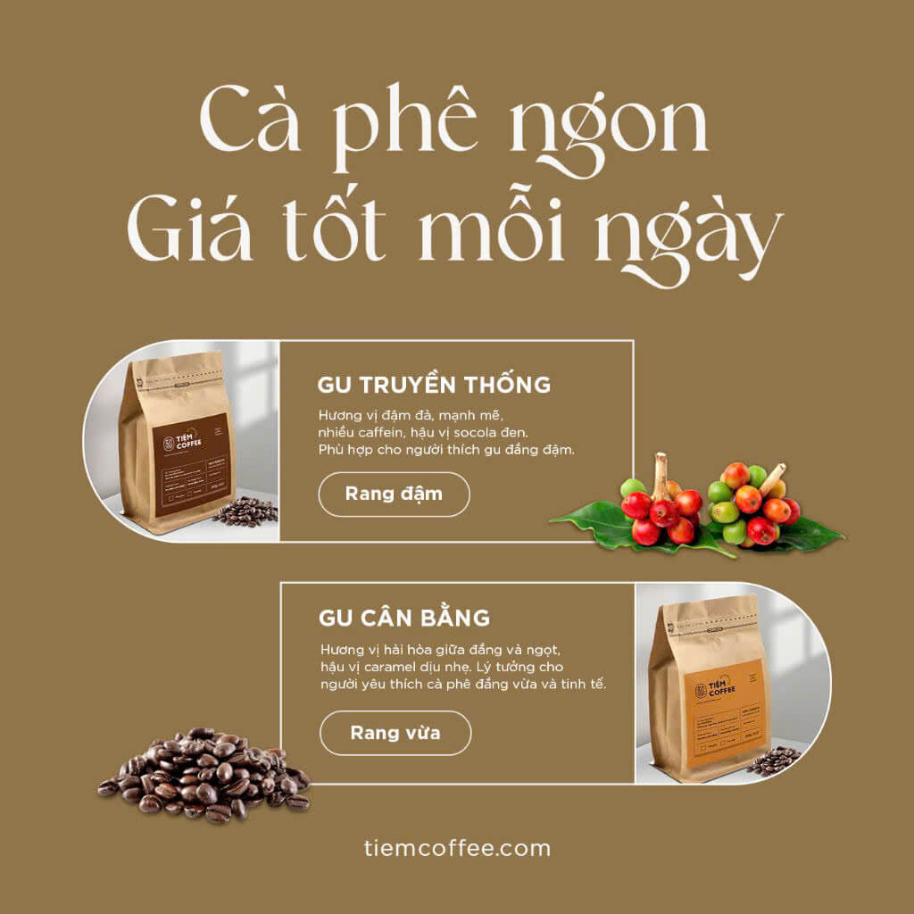 So sánh các mức độ rang cà phê